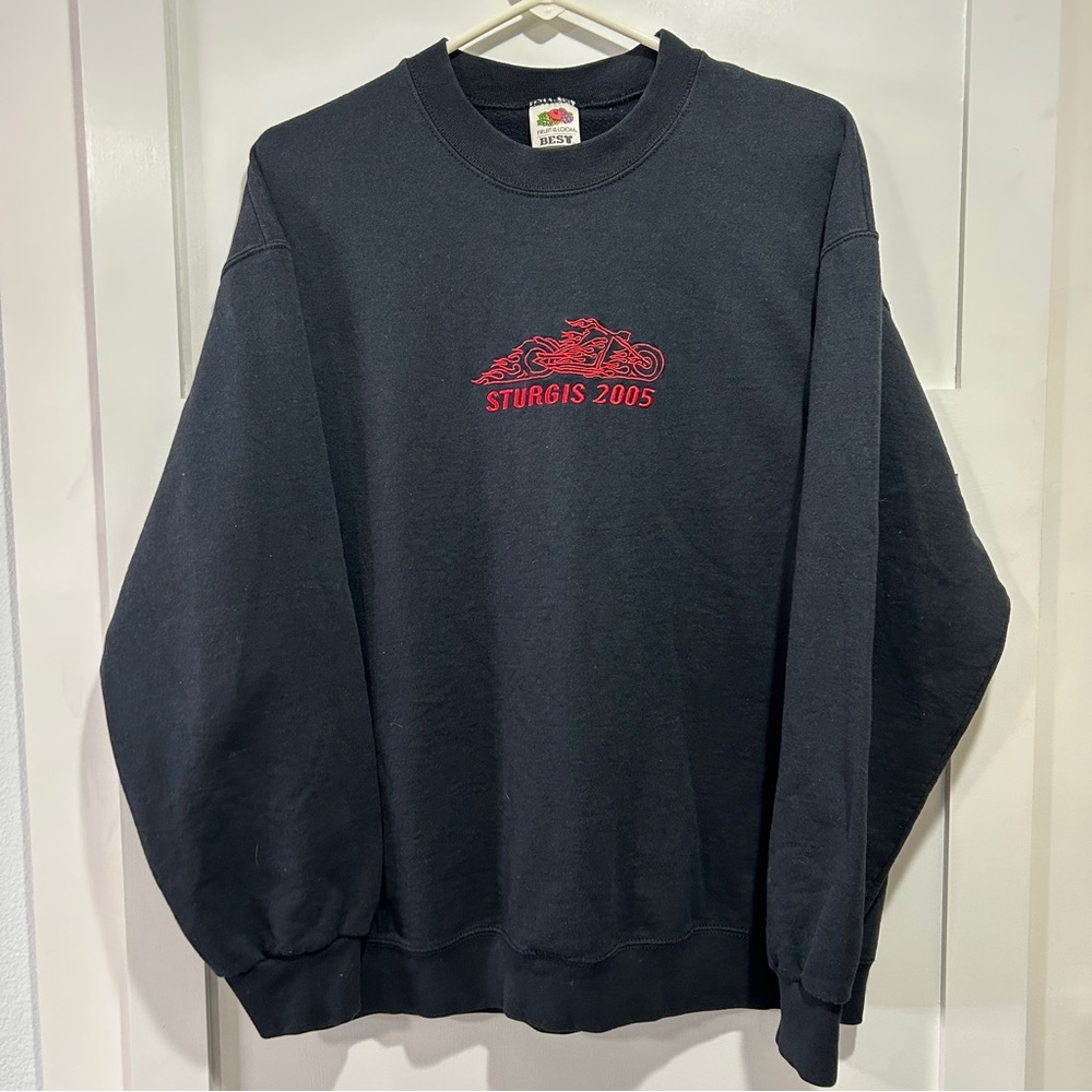 Men's Black Sturgis Motorcycle 2005 Crewneck Sweatshirt Fruit Of The Loom Large